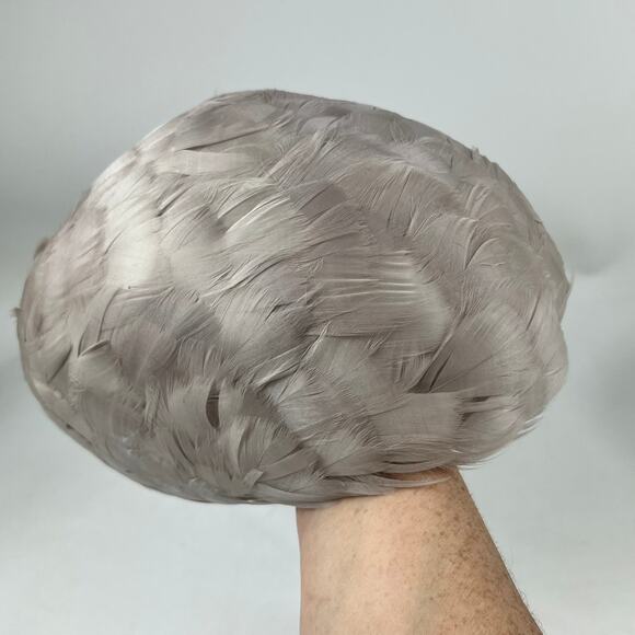 Vintage Taupe Gray Feather Hat Yugoslavia Millinery Cocktail Cap Women\'s Formal
